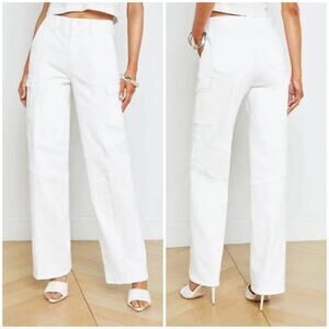 L'Agence Brooklyn High Rise Utility Wide-Leg Jeans Blanc Wash White